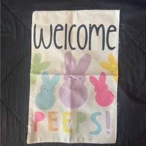 Welcome Peeps! Pastel Bunny Garden Flag